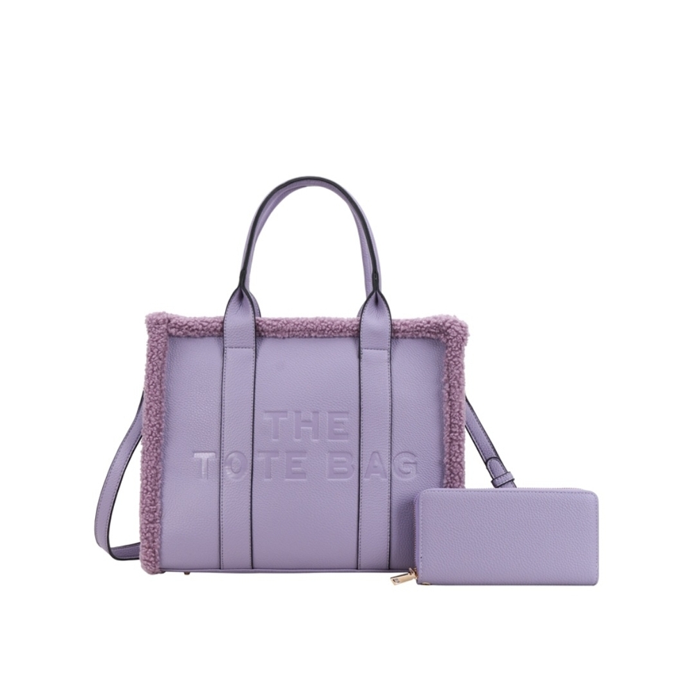 Lavender Tote Bag with Wallet